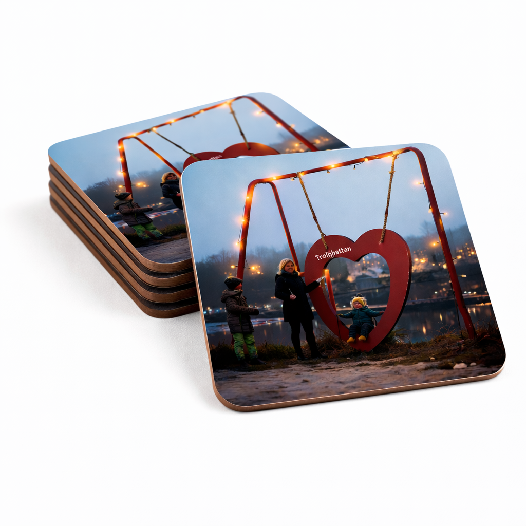 Glasunderlägg i kork med eget tryck - 4 st